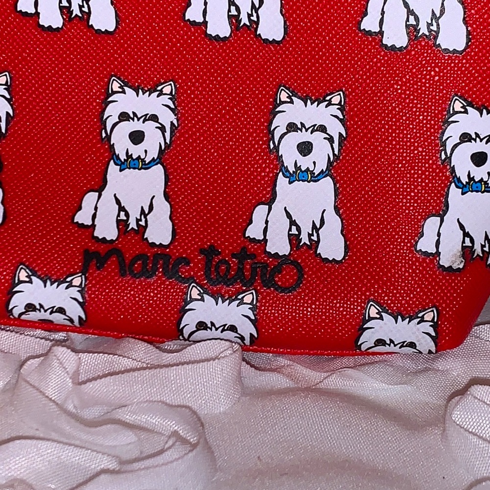 Marc Tetro Westie Terrier Large Red Cosmetic Multi Purpose Bag